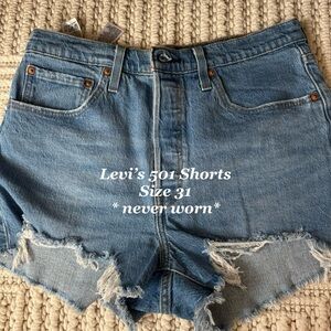 Levi's Women's Light Blue Distressed Jean Shorts